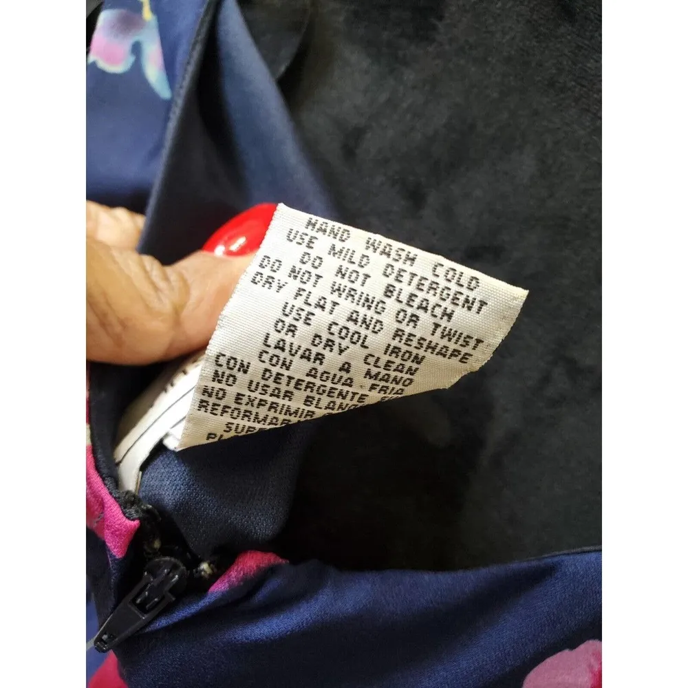 Karin Stevens Women's Blue Floral Polyester V-Neck Sleeveless Long Maxi Dress 10 - Image 9