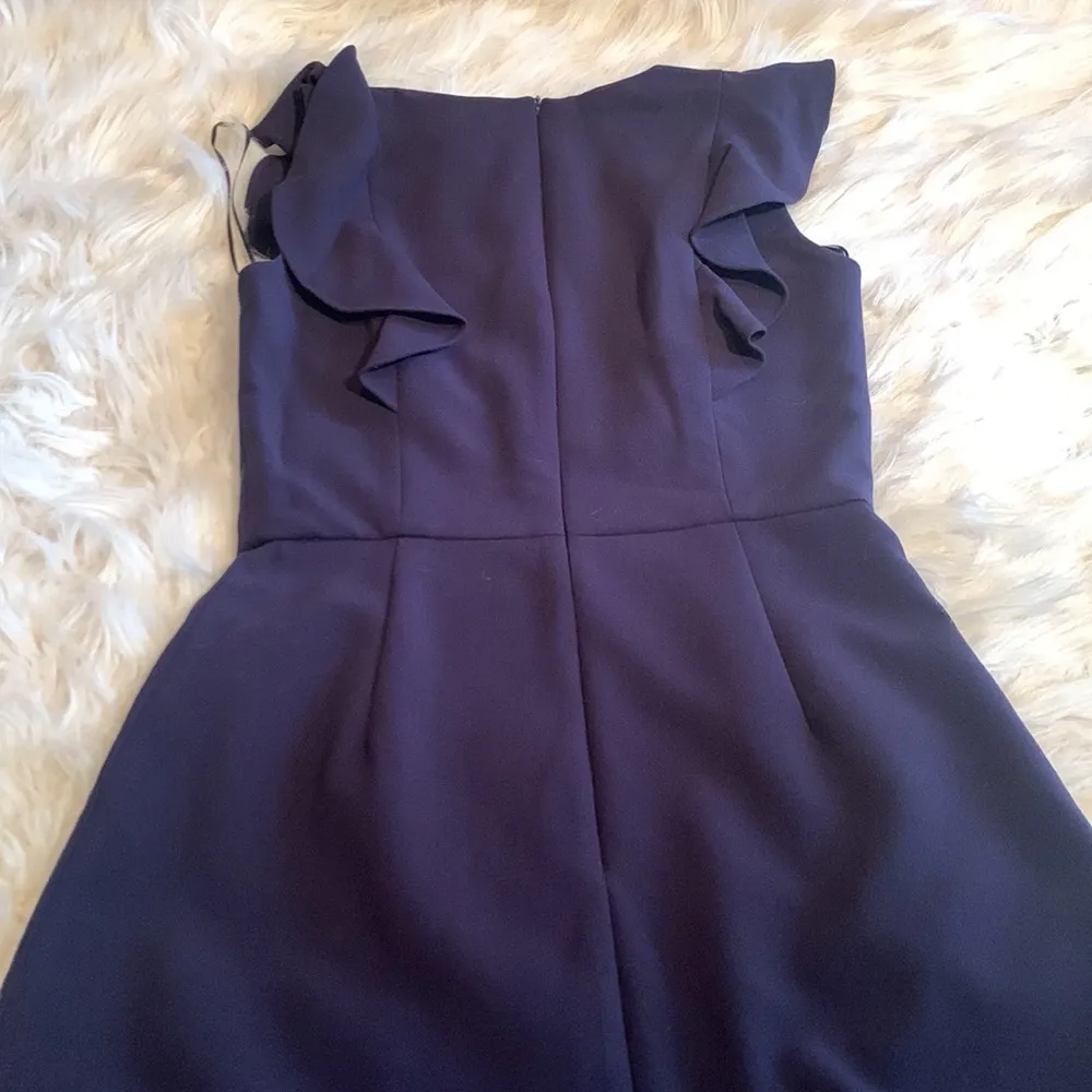 French Connection Summer Whisper Ruffle V Neck Dress in Duchess (Navy) Blue Sz 2 - Image 10