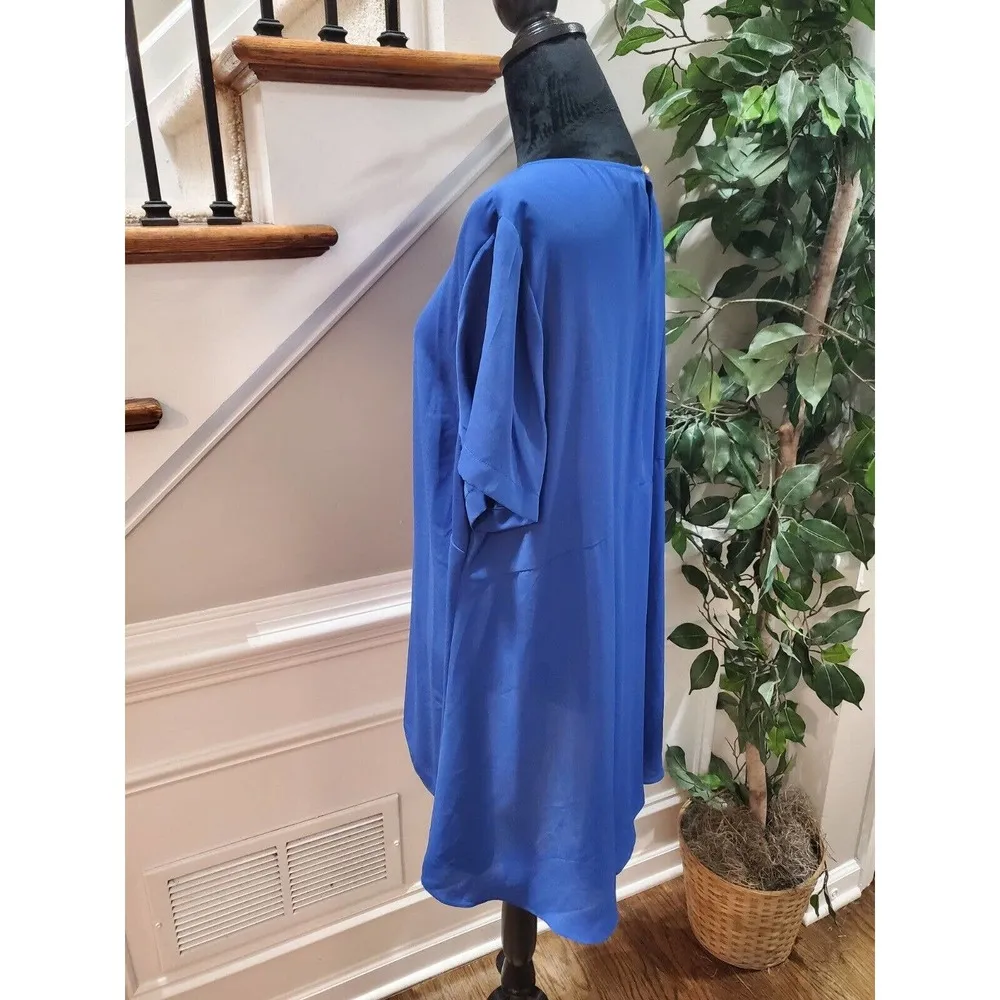 Vince Camuto Women's Blue Polyester Round Neck Short Sleeve Pullover Blouse 2X - Image 5