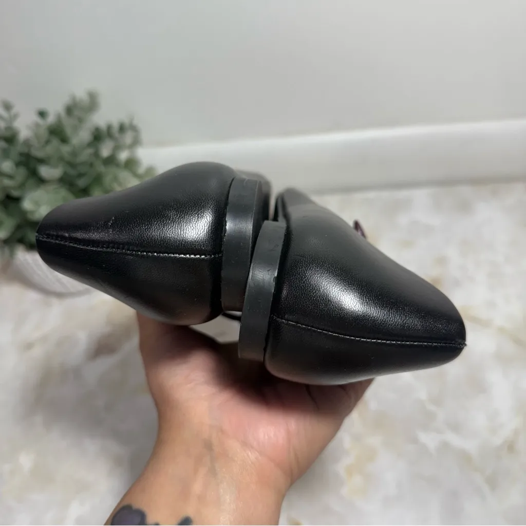 NWT Zara Black Pointed Toe‎ Leather Flats With Spikes 1507 Size 7 1/2 (38) - Image 9