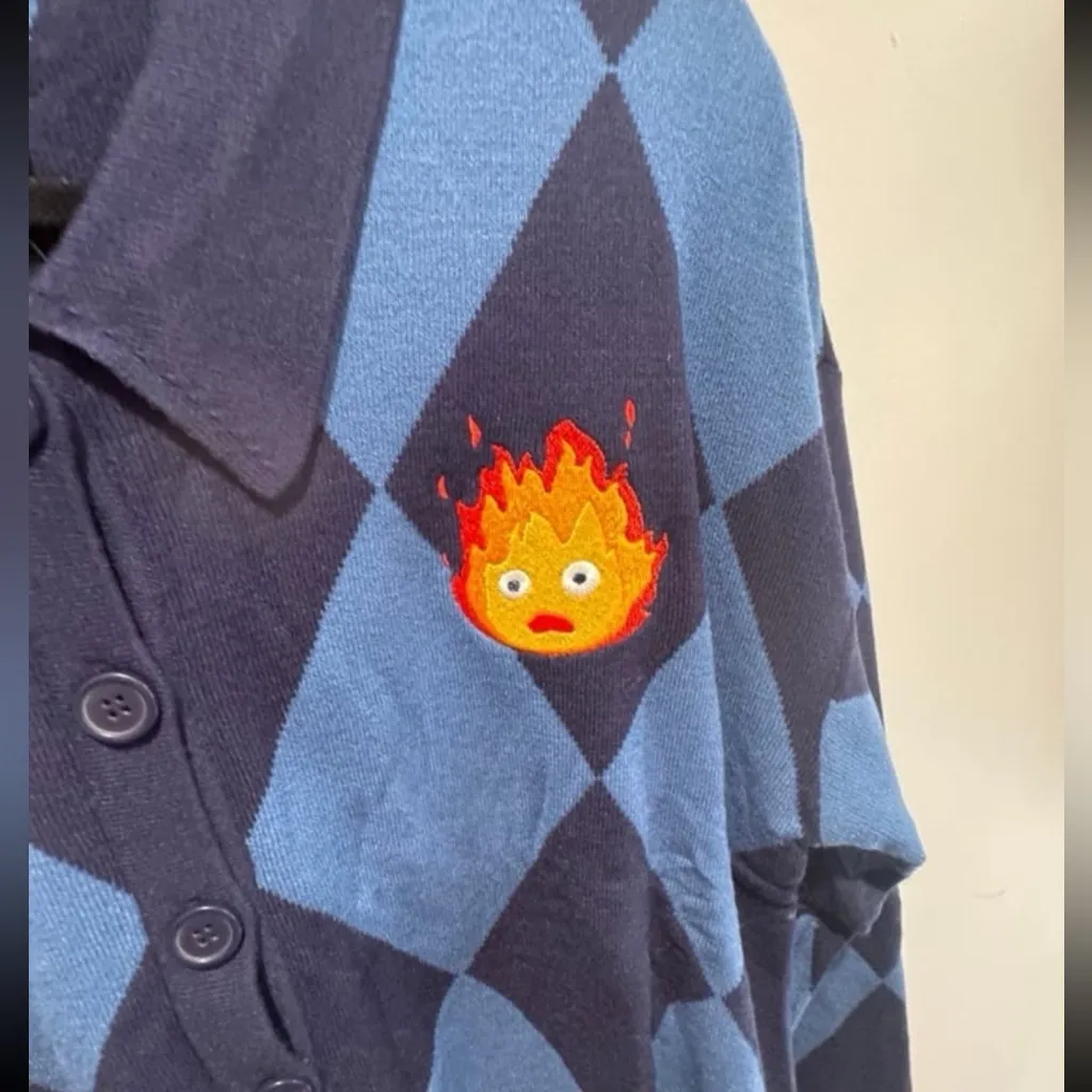 Studio Ghibli Howl's Moving Castle Calcifer Collared Women's Cardigan (XL) - Image 4