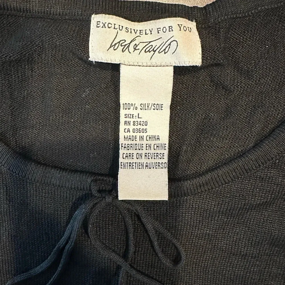 Vintage Lord & Taylor 100% Silk Black Stretchy Cami Nightshirt Womens Size Large - Image 3