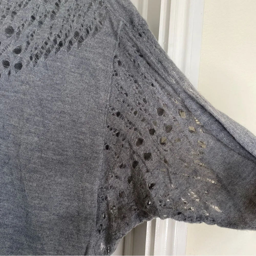 FREE PEOPLE Gray Sweater Wool Alpaca Lightweight Dolman Cut Out Size Extra Small - Image 5