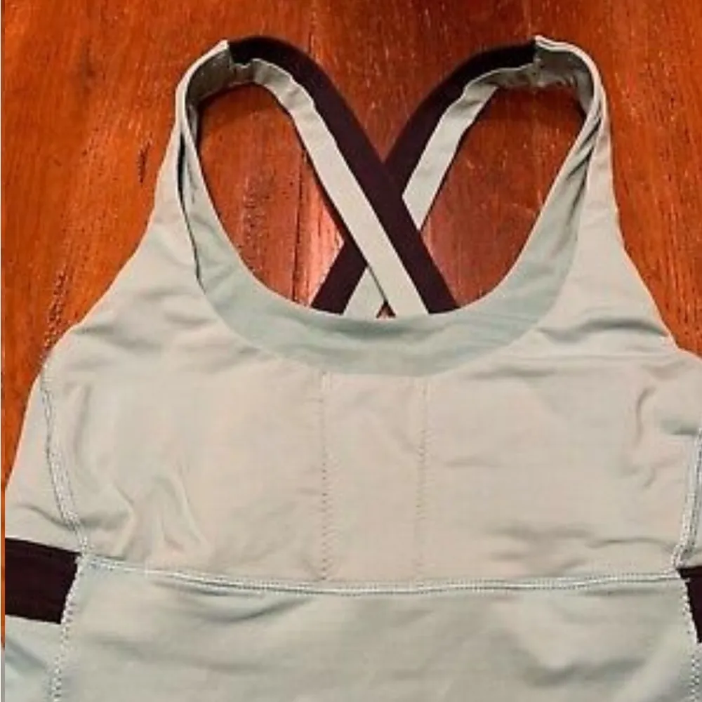 LULULEMON Run Stuff Your Bra Tank II Criss Cross Blue Moon/Inkwell Size 6? - Image 3