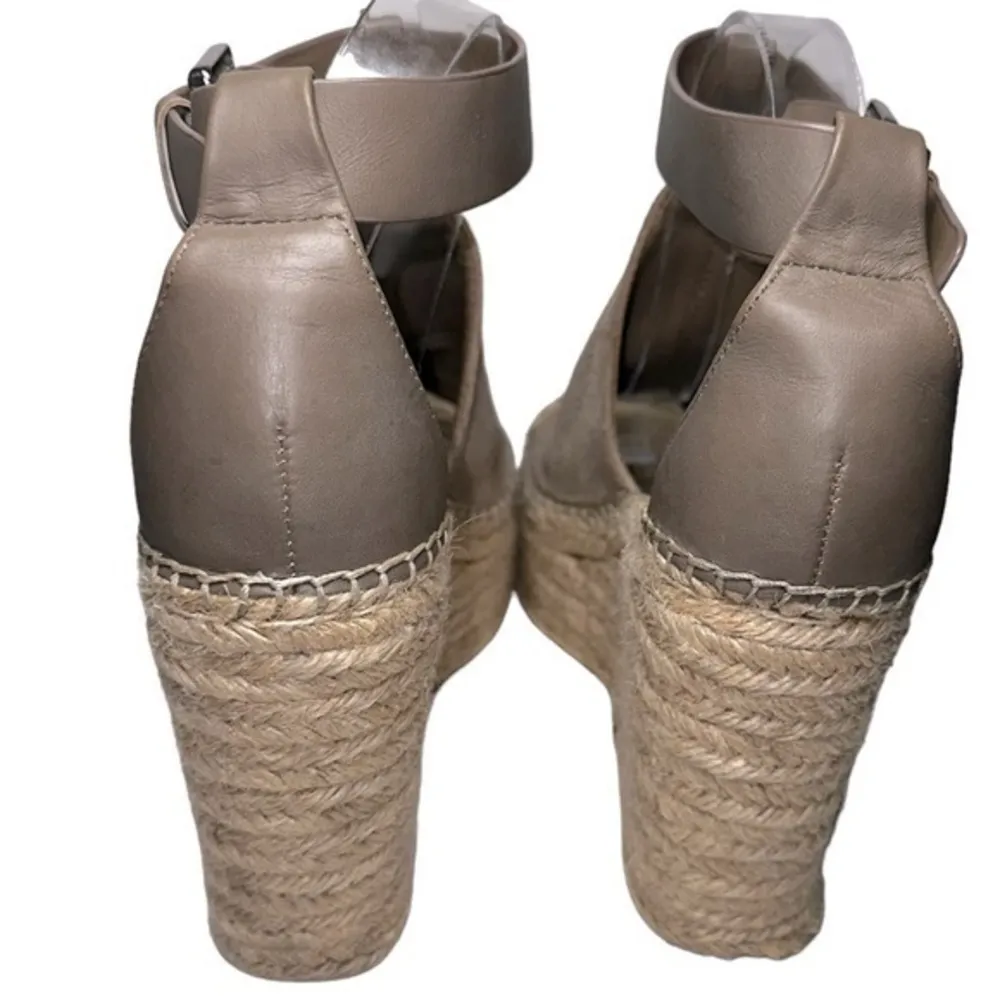 Marc Fisher Women’s Size 9 Taupe Perforated Suede Ankle Strap Espadrille Sandals - Image 7