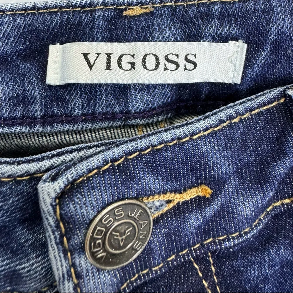 Vigoss Stevie Crop Straight Leg Jeans Sz 28 Blue Vintage Wash Patch Pocket 30x26 - Image 7