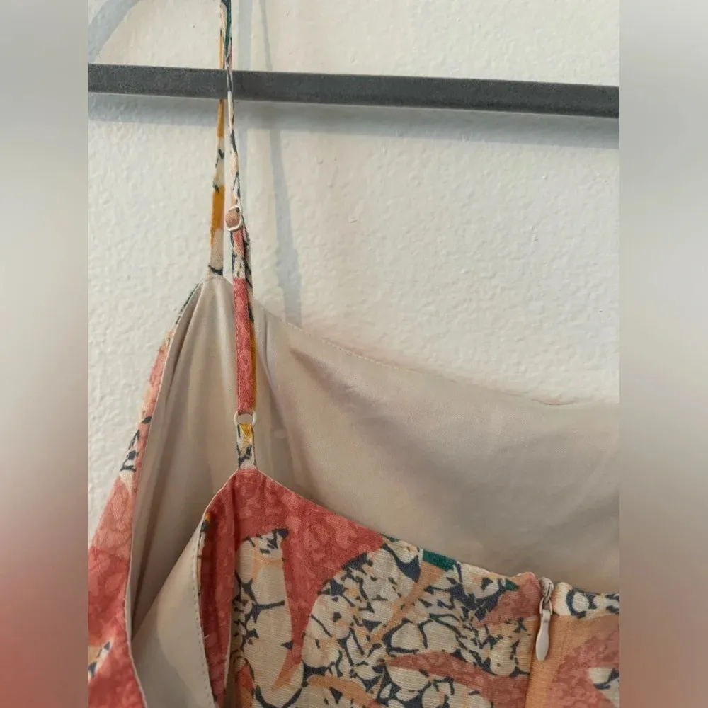 Nine West CRACKLE LEAVES CORAL SIDE TIE FAUX WRAP MINI SQUARE NECK DRESS Sz XXL - Image 11