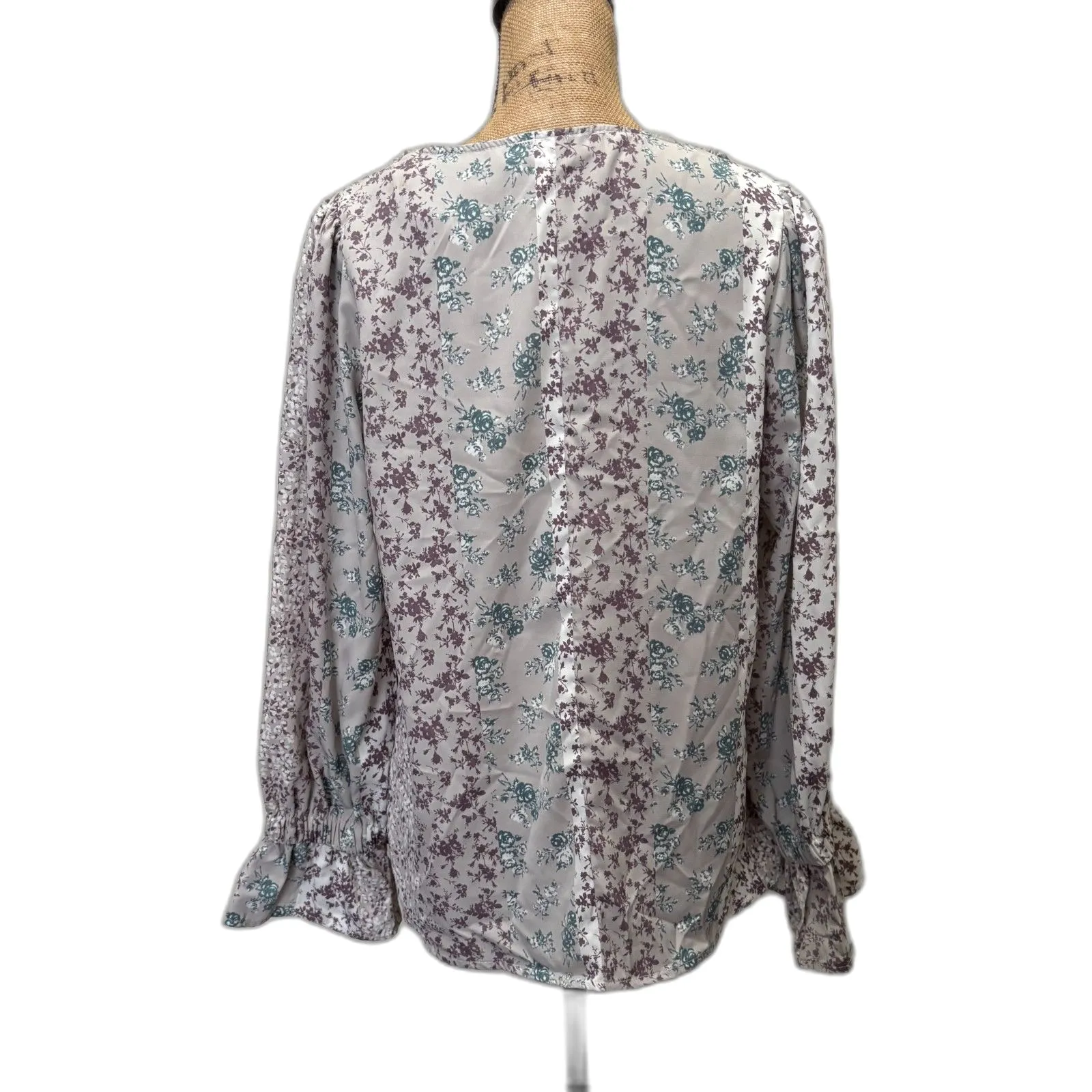 Andree by Unit Peasant Blouse Pastel Purple Patchwork Floral‎ Cottage Size Large - Image 3