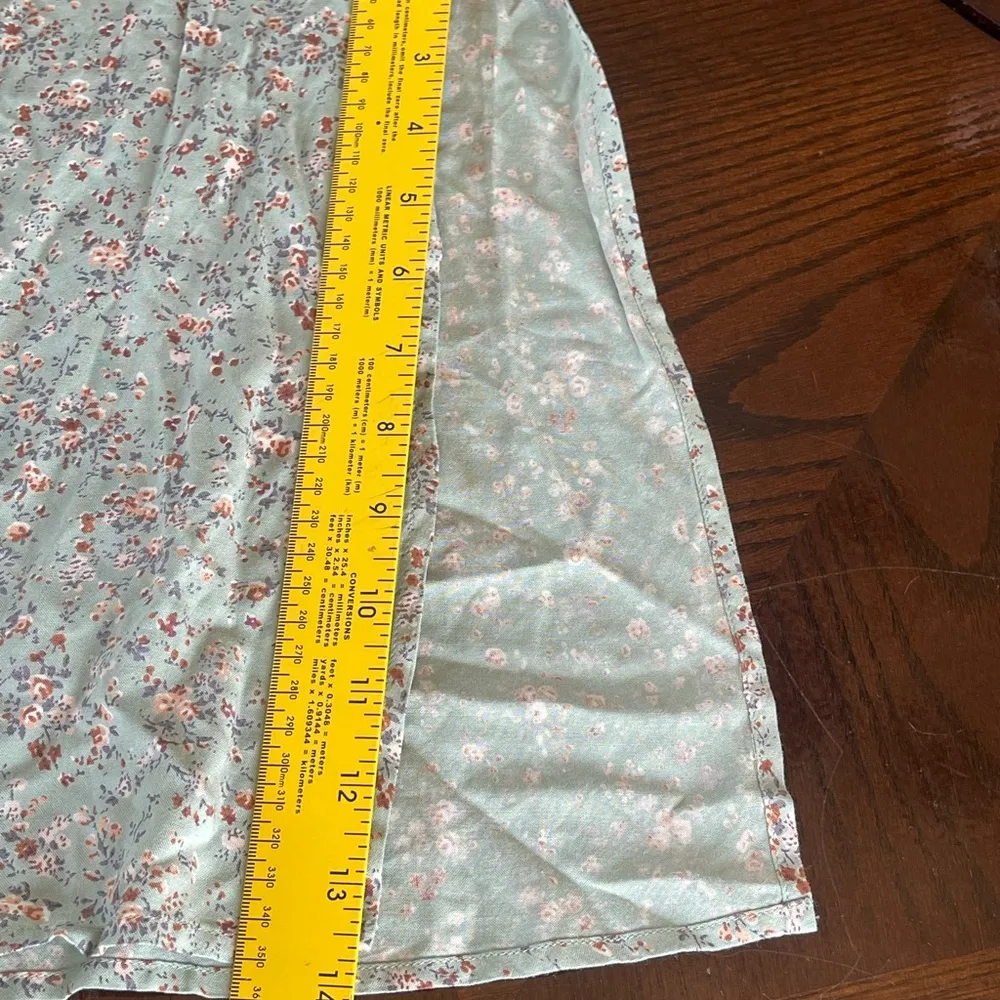 Brandy Melville Mint Floral Midi Skirt side slit - Image 5