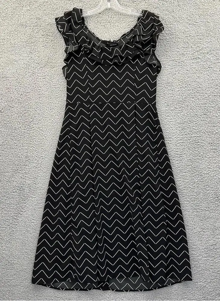 NWT Who What Wear Sleeveless Ruffle Midi Dress Black Tan‎ Women's Small - Image 3