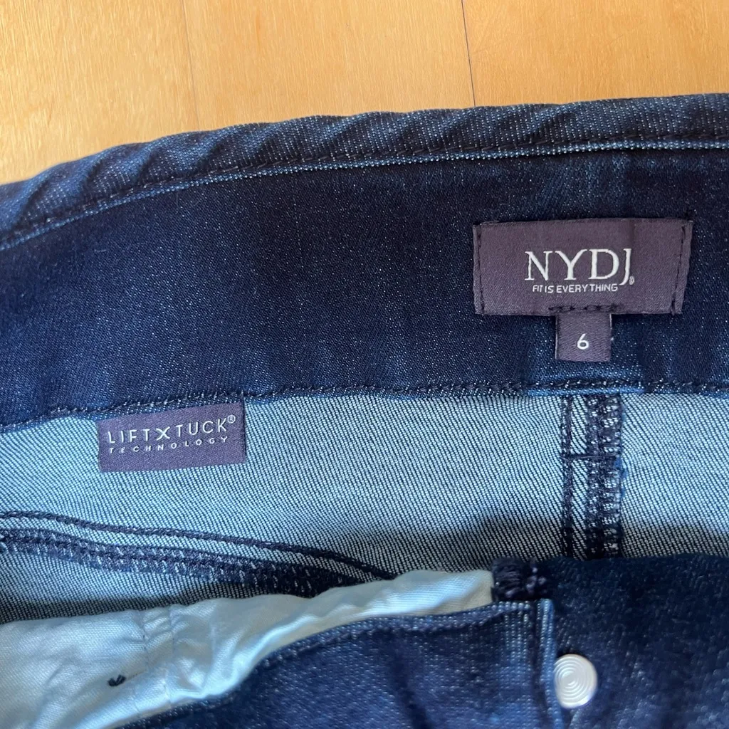 NYDJ Stretchy Denim Ibiza Blues High Waist Knee Length Skirt, size 6 - Image 7