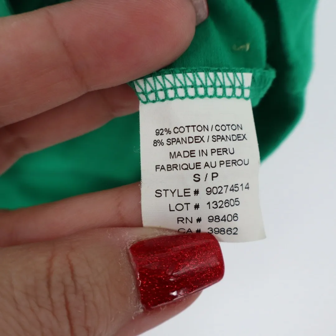 Theory T-Shirt Women Small Green Cotton Stretch Slim V-Neck Casual Everyday Wear - Image 4