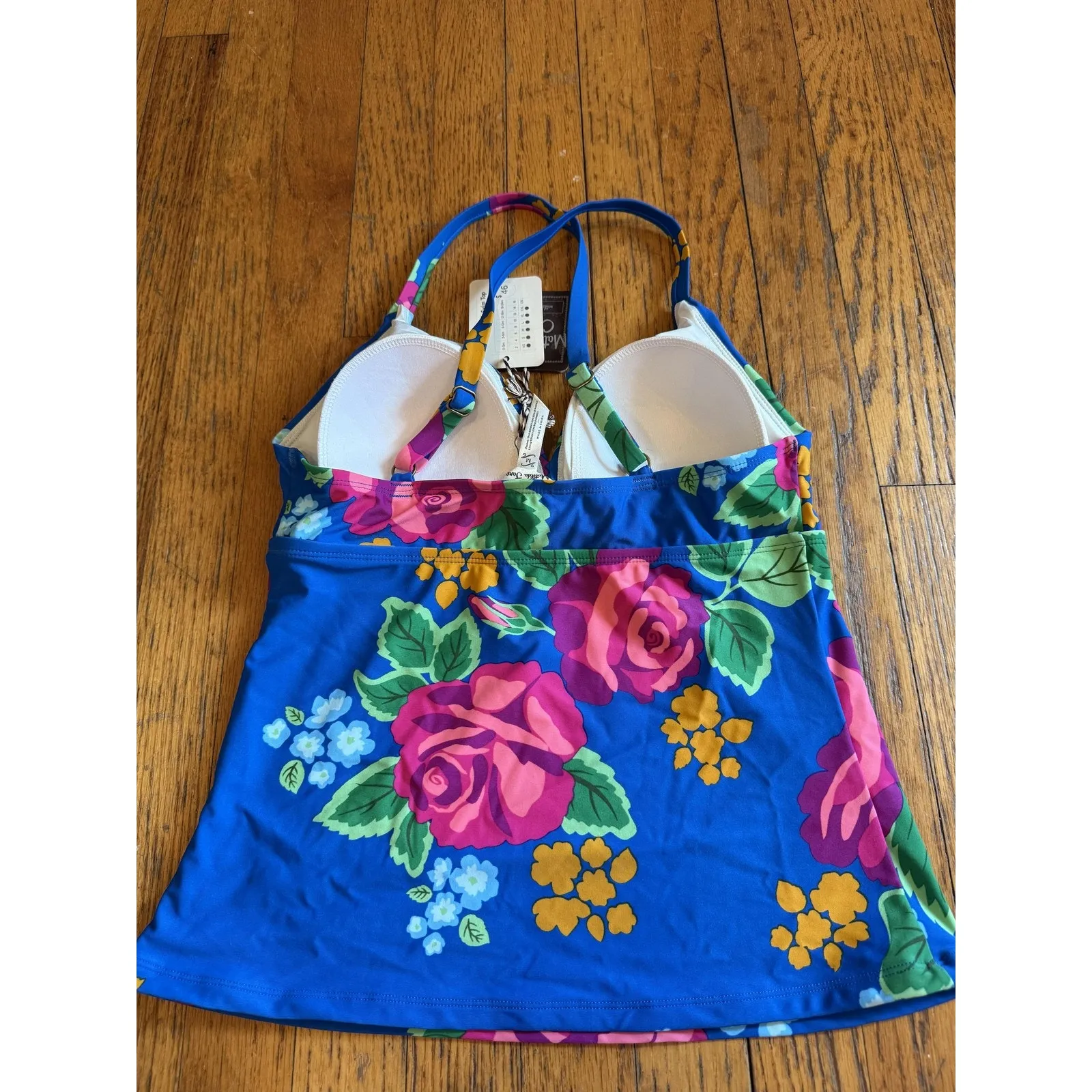 Matilda Jane Tankini Swim Top Womens Medium Blue Floral To The Beach 27633S - Image 2