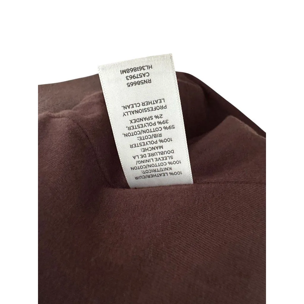 HINGE Women's Brown Leather Zip Jacket Size Medium - Image 7