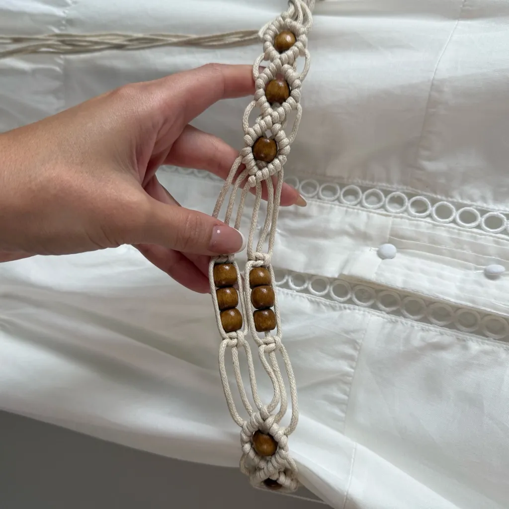 Love By Design Southampton Embroidered Maxi‎ Dress White Taupe M - Image 5