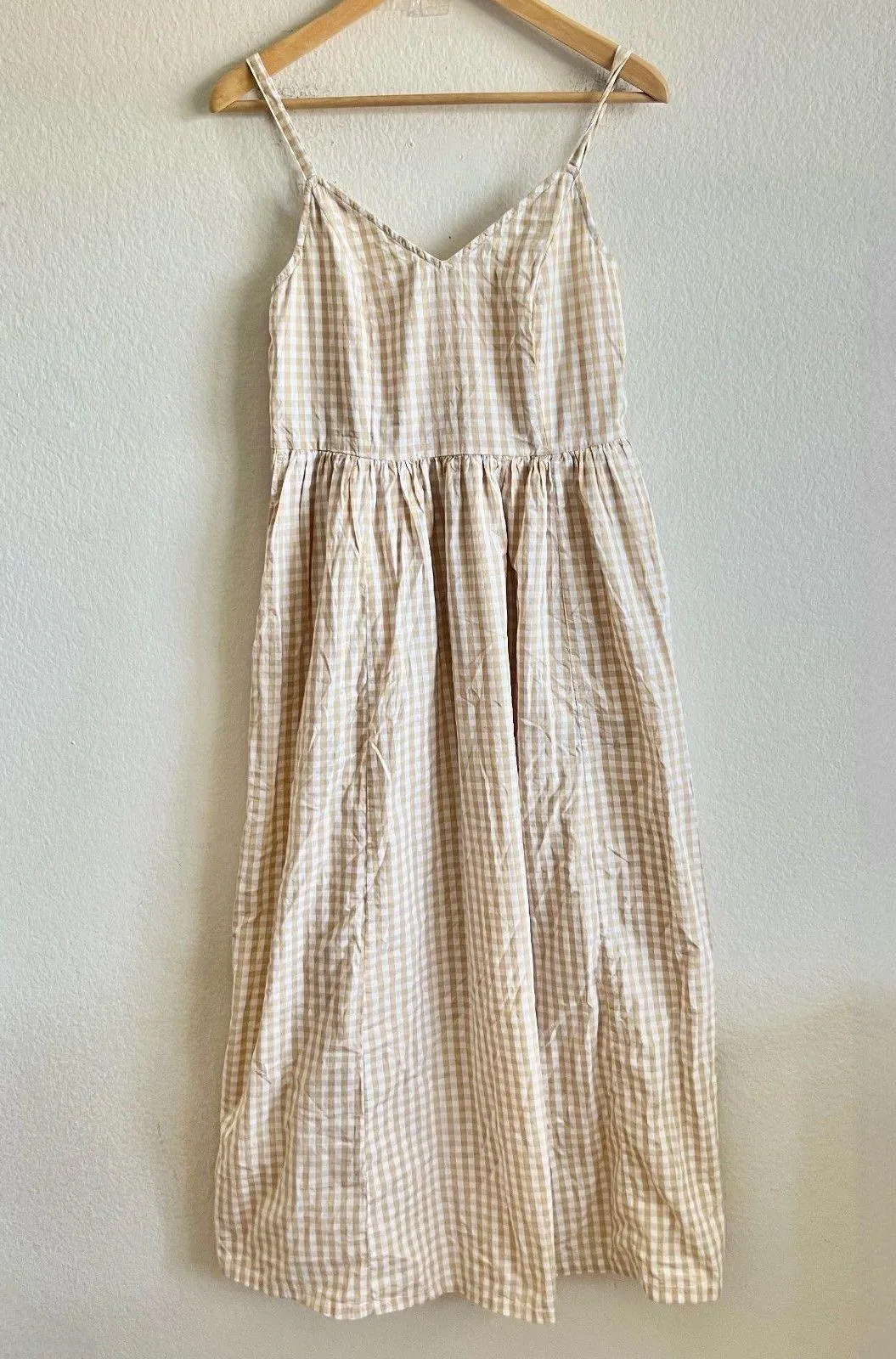 NWT OLD NAVY Cotton-Poplin Cami Yellow Gingham Maxi Swing Dress Womens Small - Image 3