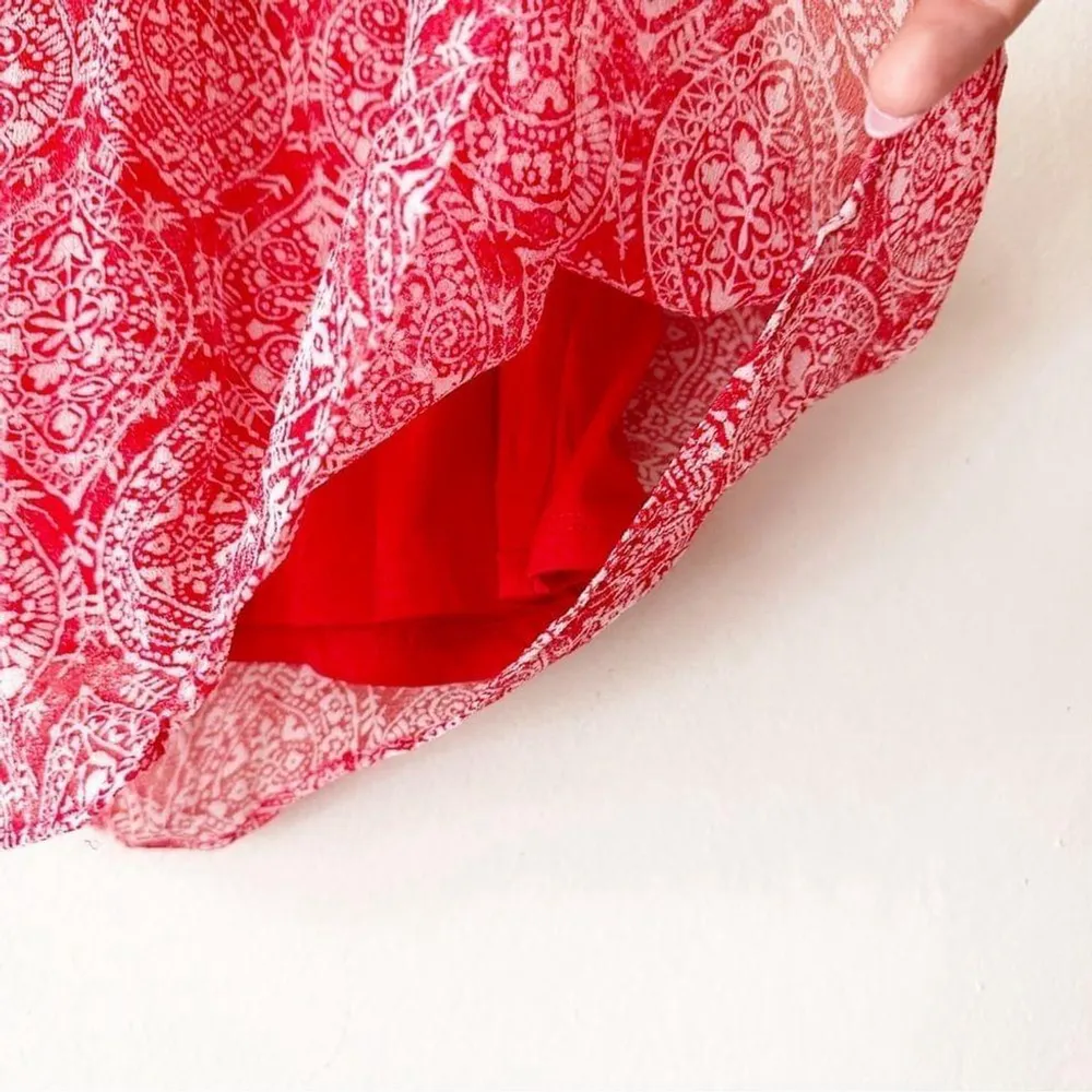 Ella Moss Red Boho Print Mini Skirt Lined Size Large - Image 8
