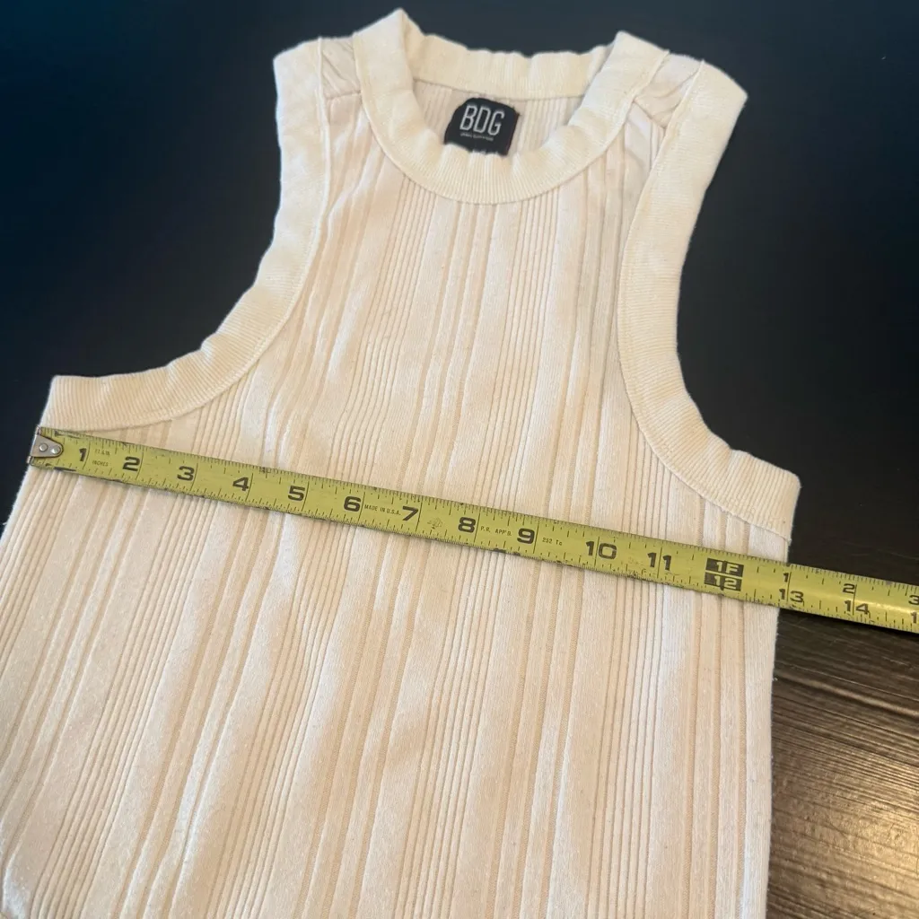 BDG Ivory Ribbed Sleeveless Top - Image 3