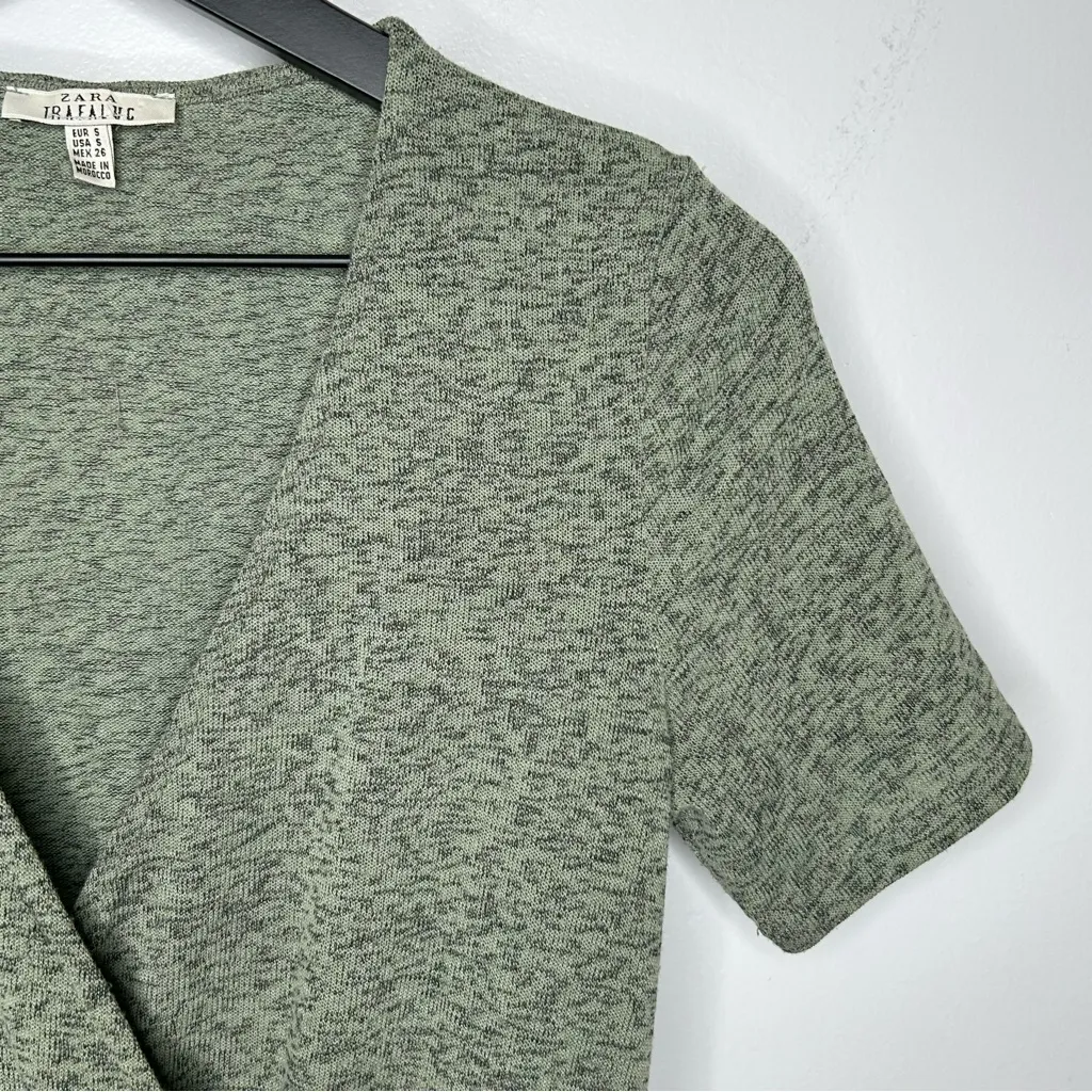 Zara Trafaluc Green Faux Wrap Dress Size S - Image 5