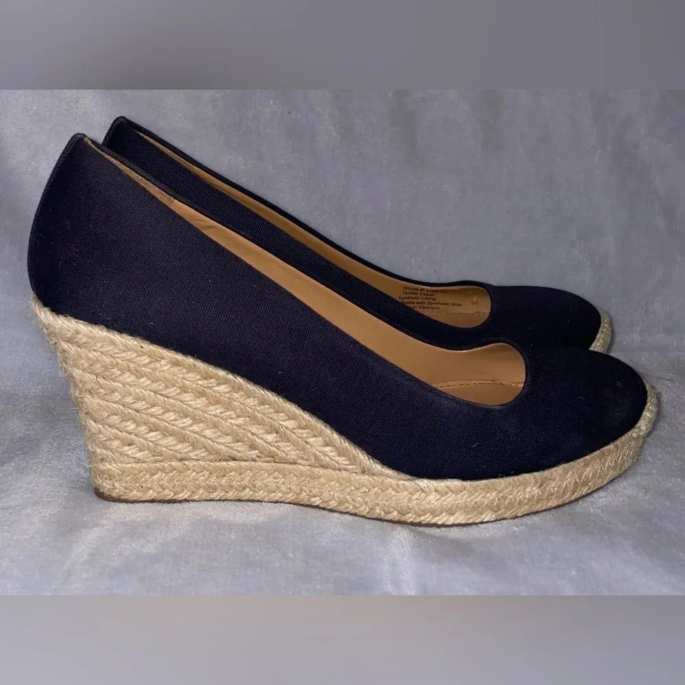 J Crew Women’s Seville Canvas Espadrille Black Wedges Slip Ons - Image 5