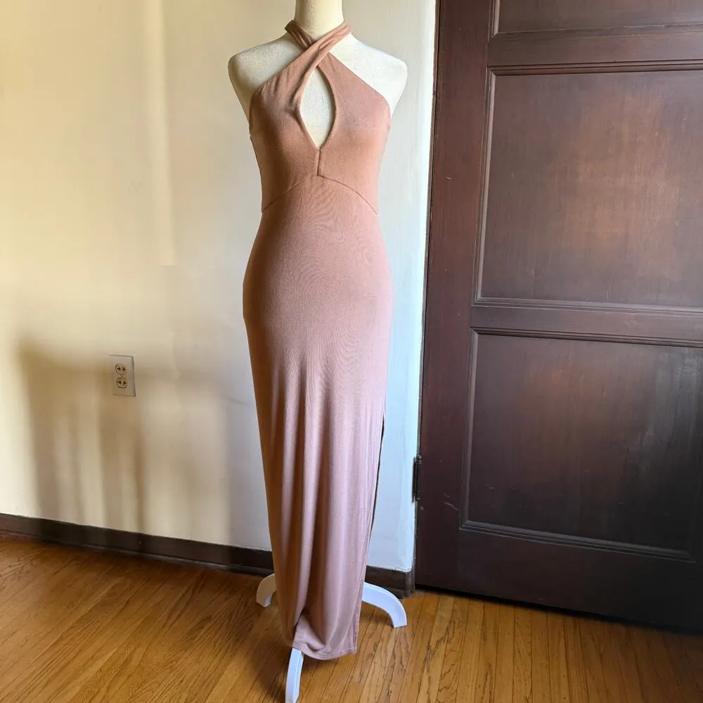 LOVERS + FRIENDS | Tyra Ribbed Midi Dress With Crossover Neckline and Slit Small - Image 2