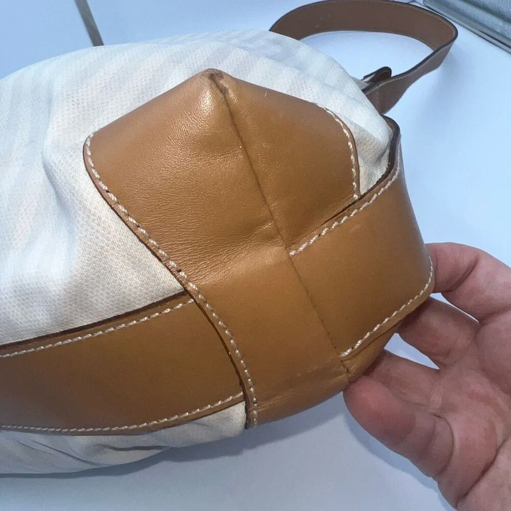 Fendi RARE Pequin Stripe Coated Canvas Cream Shoulder Bag .**PLEASE READ DESCRIP - Image 11