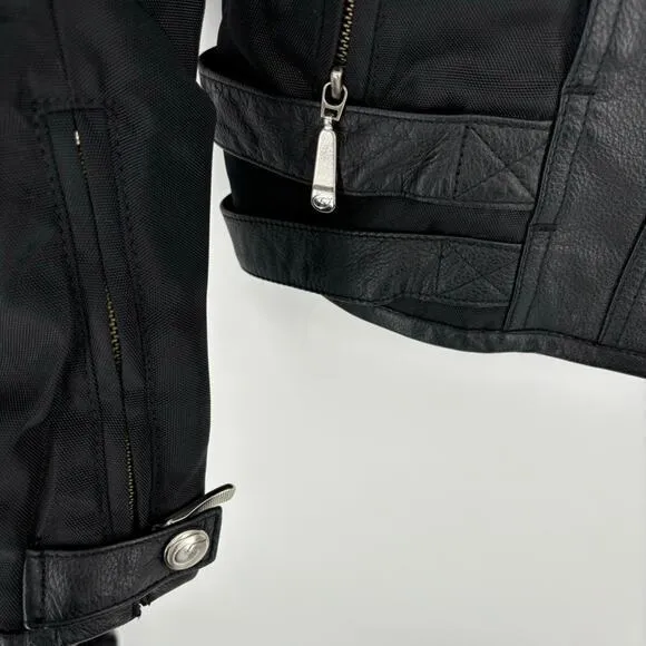 Hein Gericke Motorcycle Jacket Size 10 Black Embroidered Logo Leather Biker - Image 10