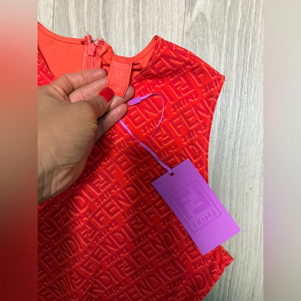 NWT Fendi X Skims  Red Sleeveless romper - Image 3