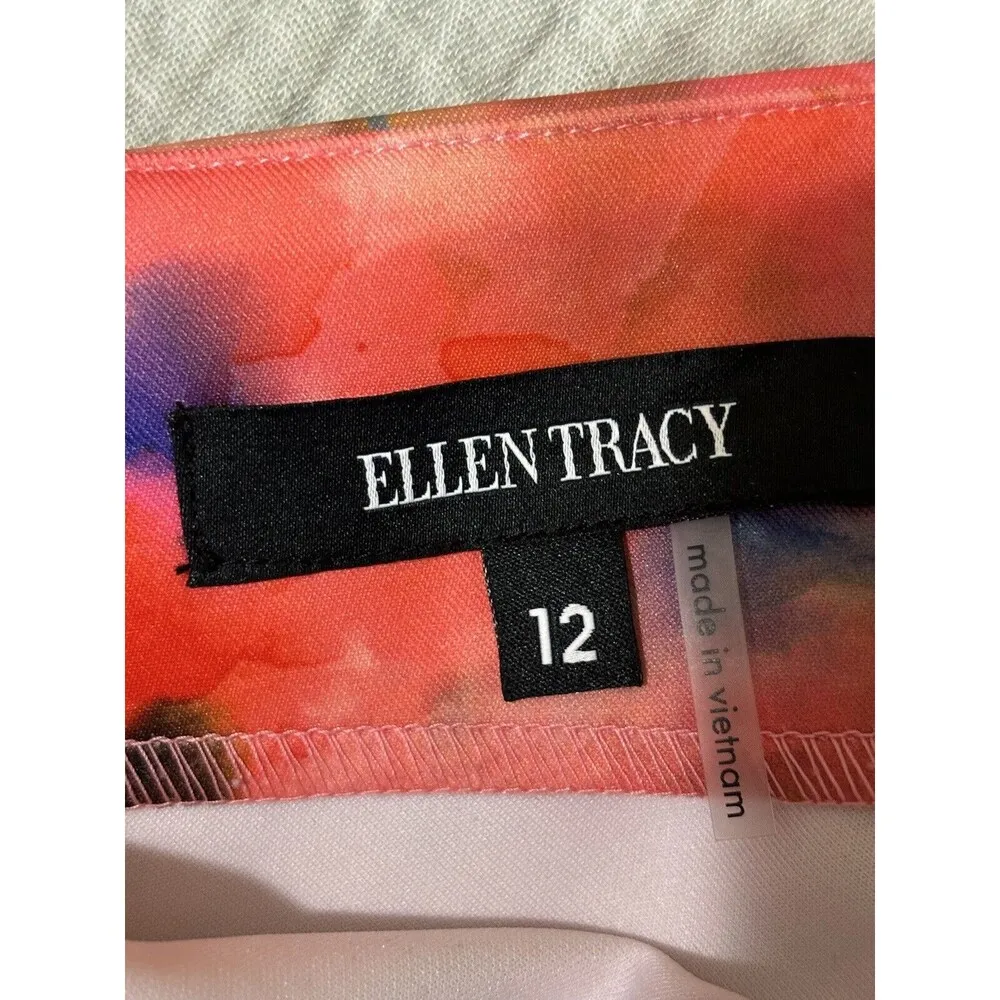 Ellen Tracy Dress Women's Size 12 Pink multi color short sleeve scuba shift NEW - Image 6