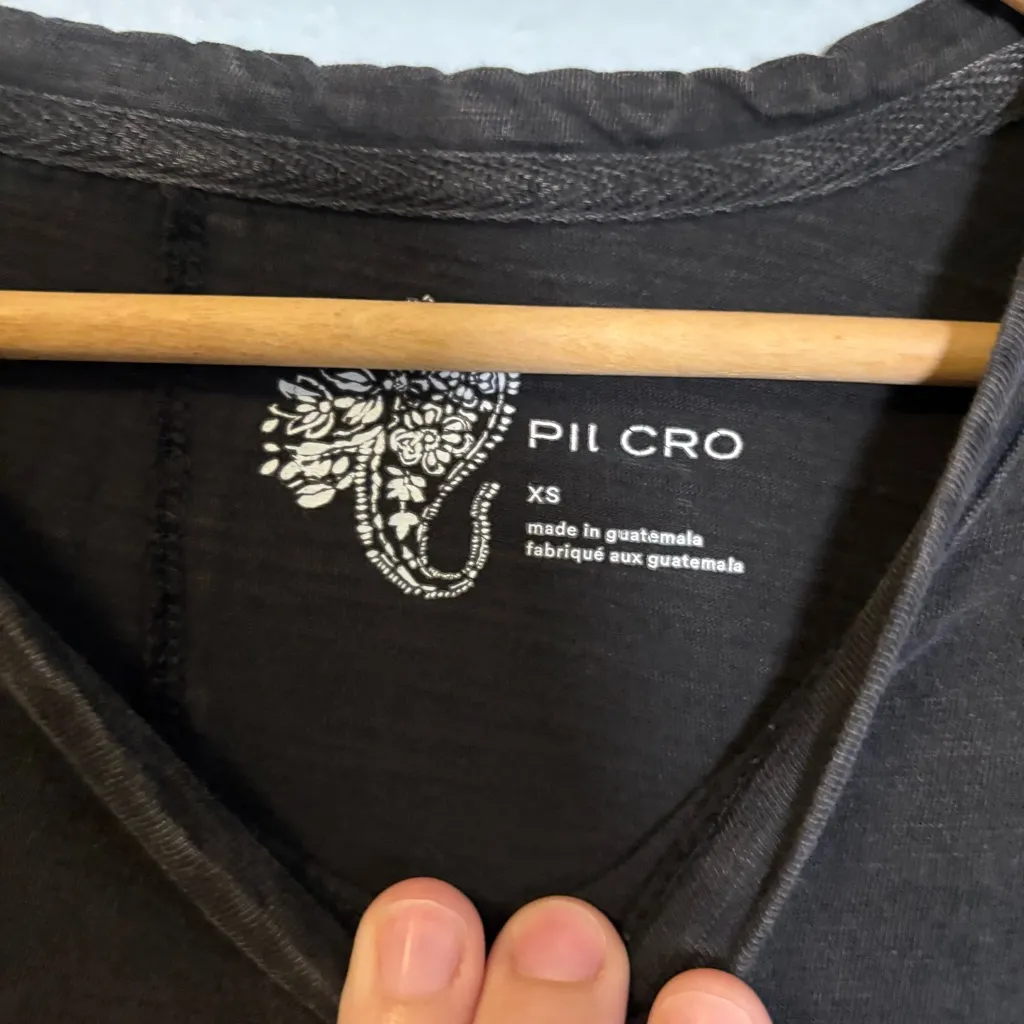 Anthropologie Pilcro Perfect Oversized T-Shirt Carbon Grey Black Size‎ XS Boho - Image 5