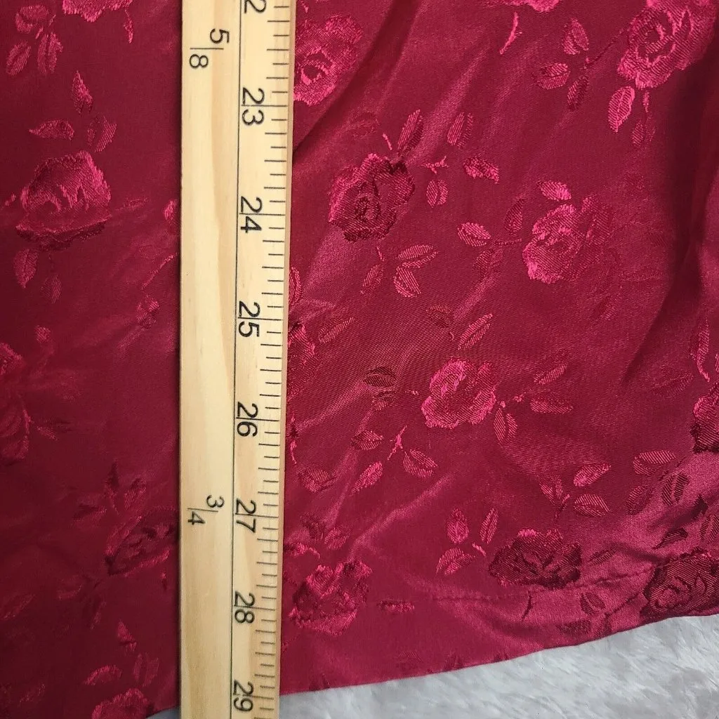 Vintage Jaclyn Smith Poppy Red Pajama Top Blouse with Rose Motif Size Large‎ - Image 6