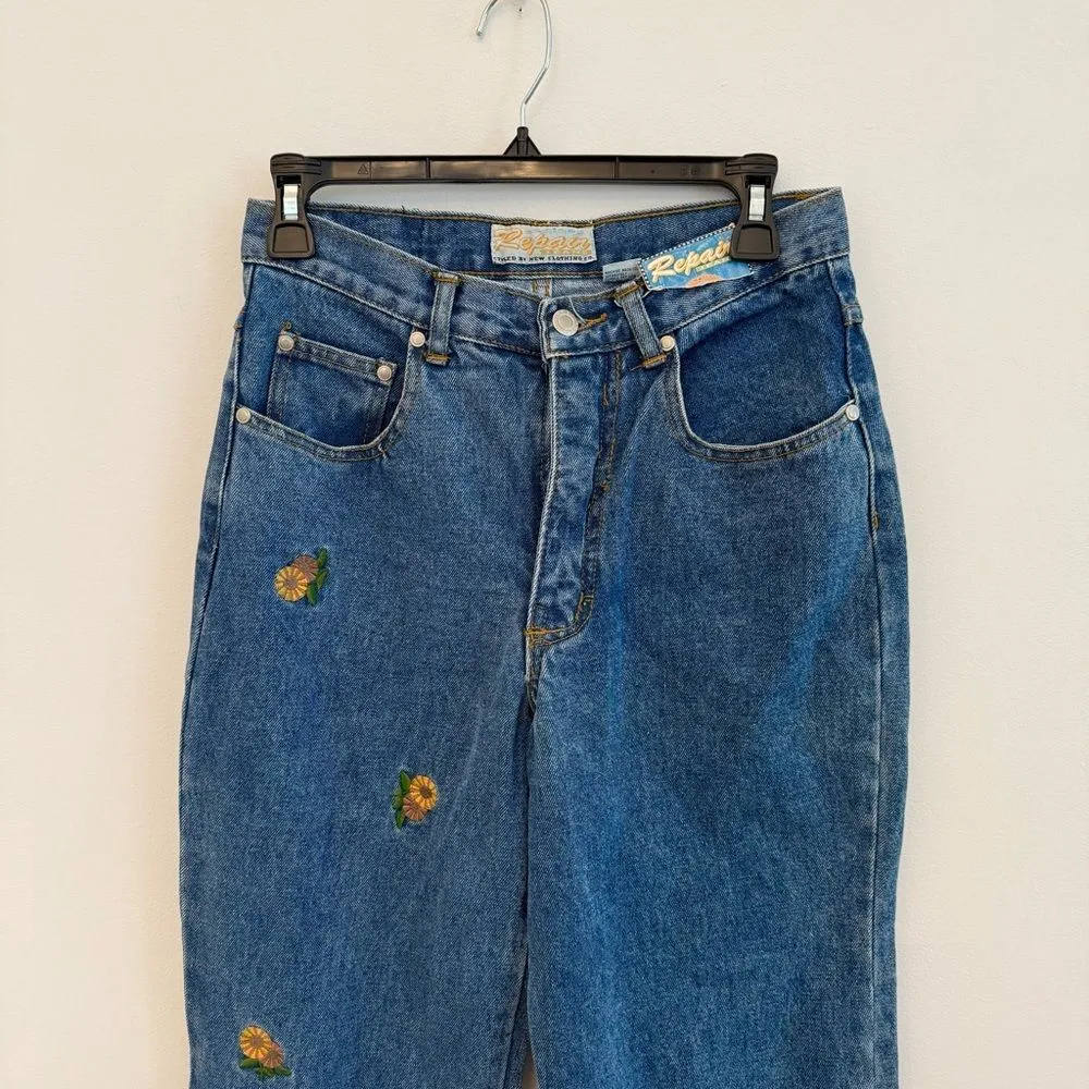 Repair Brand vintage sunflower embroidered jeans size7/8 Blue Size undefined - Image 3