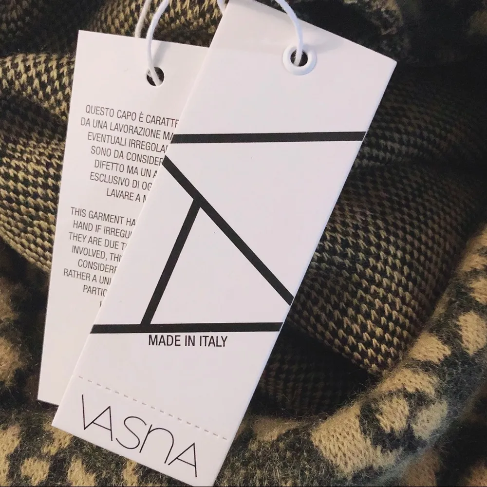 Vasna Leopard Sweater Dress (Made in Italy) Pocket Cowl Neck Mustard Size XL NWT - Image 7