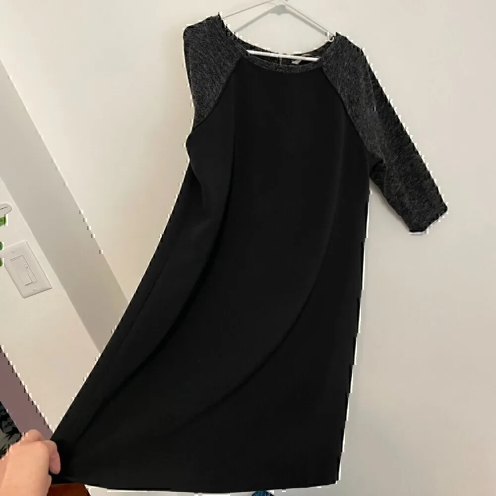 ANN TAYLOR LOFT Raglan Sleeve Colorblock Shift Dress Black Marled 3/4 Sleeve 12 - Image 7