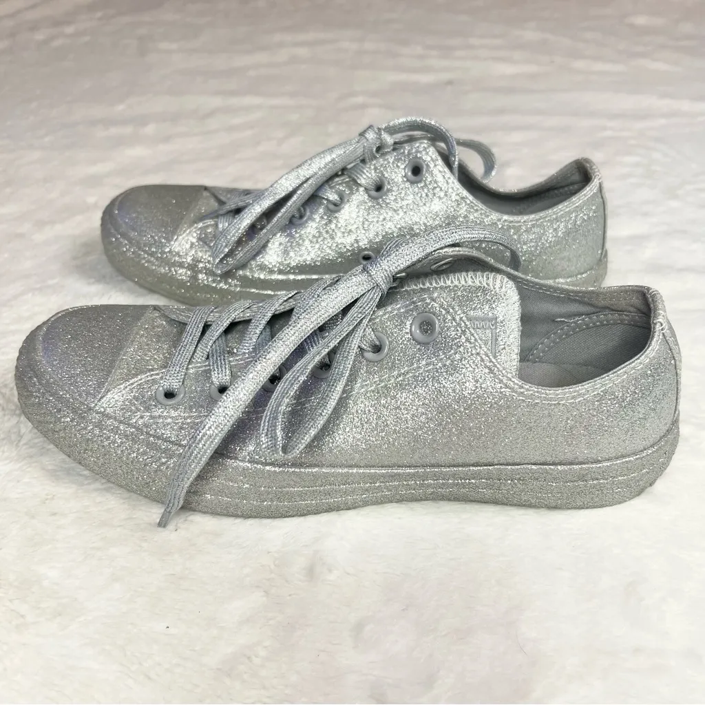 Converse All Stars Silver Glitter Low Top Sneakers Women’s Size 9 / Men’s Size 7 - Image 6