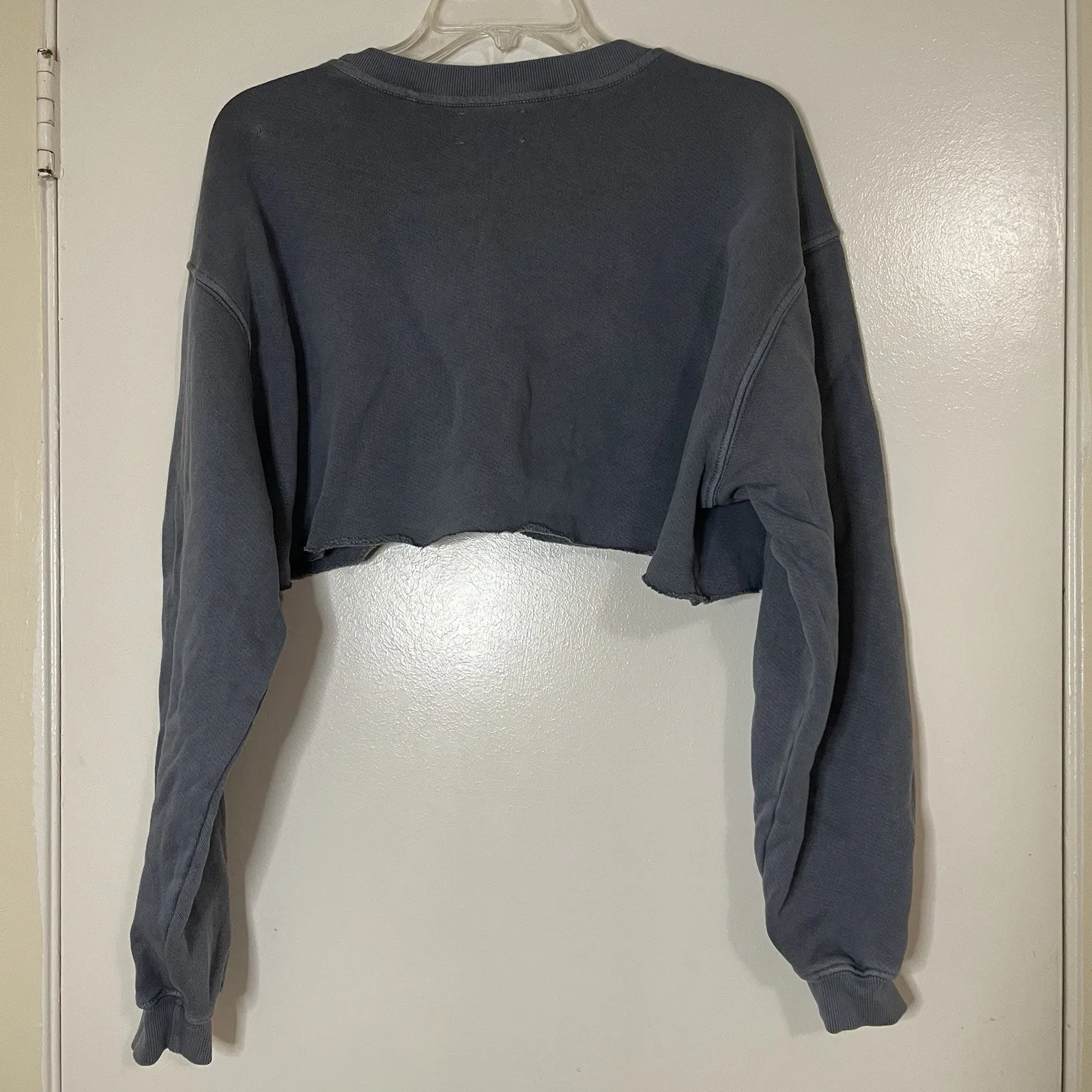 NEW!! Joah Brown Cut Off logo Sweatshirt in Washed blue French Terry - S/M - Image 4