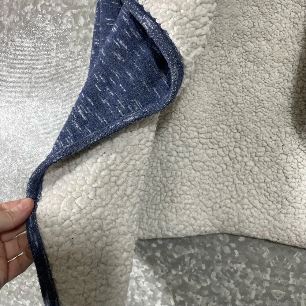 Green Tea Blue Sherpa Faux Fur Lined Open Front Cardigan - Size Medium - Sweater - Image 3