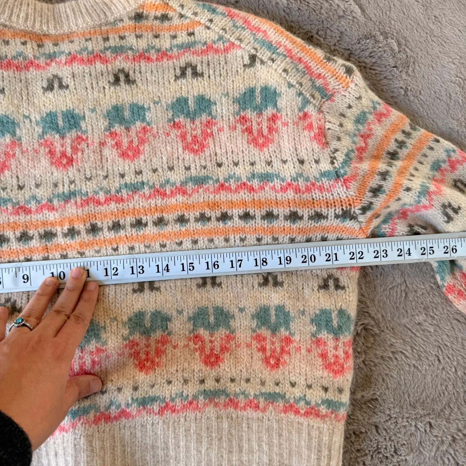 CLOSED Maglia con Lavorazione Fair Isle Sweater Jacquard Chunky Alpaca L $425 Pink Size L - Image 9