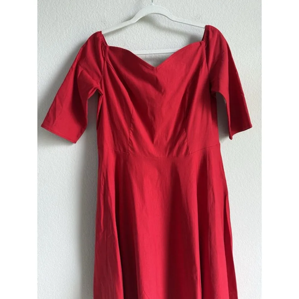 Grace Karin Red Off Shoulder Fit & Flare Pleated Dress Women’s XL Cocktail Party - Image 7