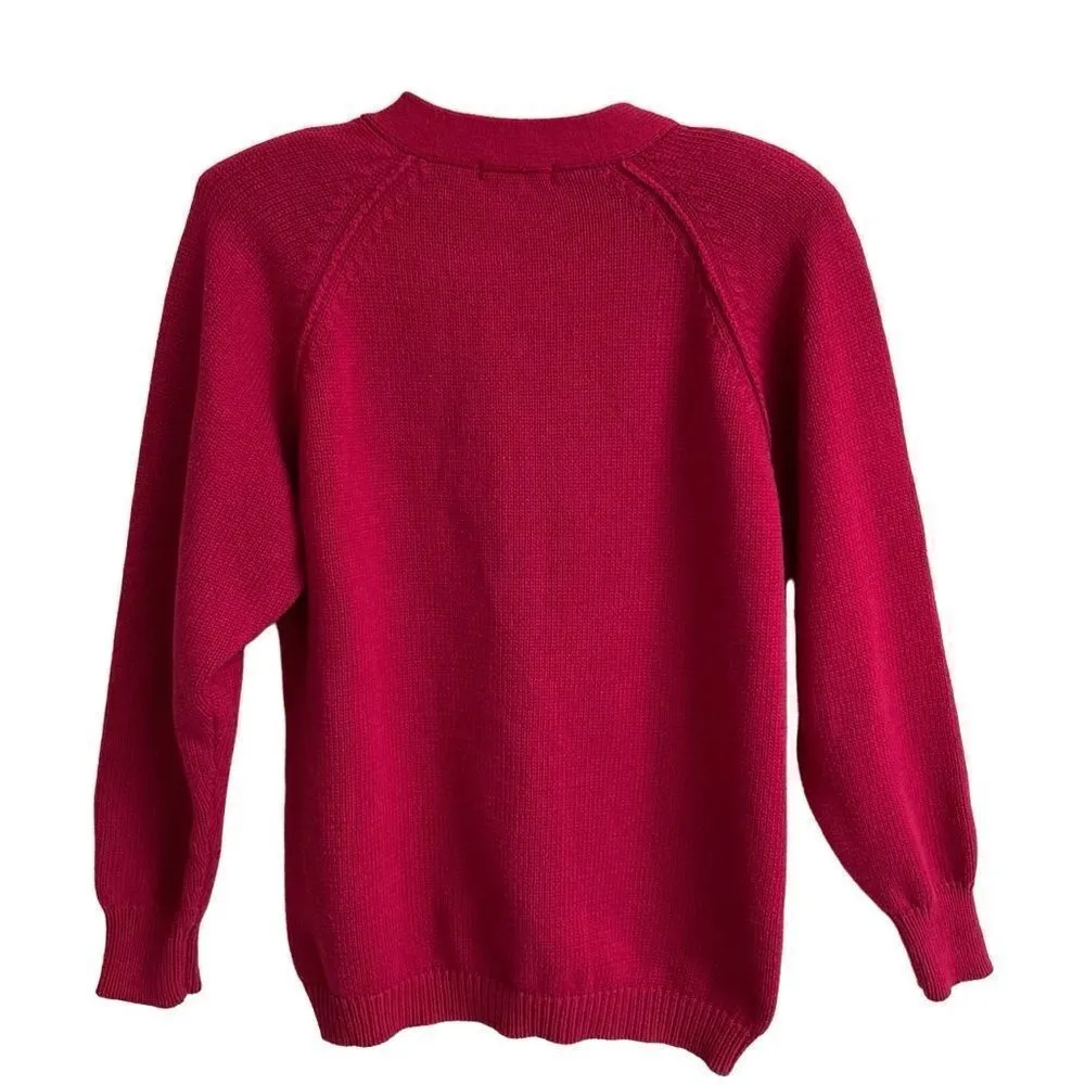 Vintage Talbots Y2K V-neck raspberry button front cardigan S - Image 2