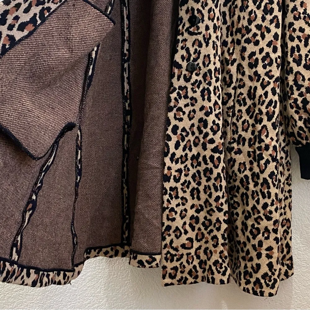 Vintage  Separates Leopard Cheetah Animal Print Sweater Dress Coat L - Image 11