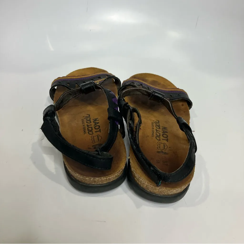 Naot Odelia sandals strappy leather multicolored made in Israel womens size 37 Black - Image 4