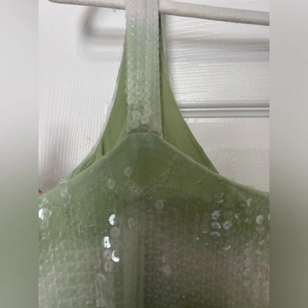 NEW Caroline Constas Green White Sequin Midi Dress Size M - Image 7