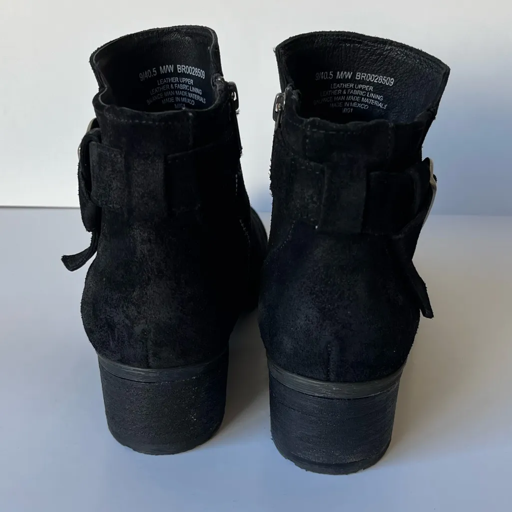 Born Morocco Distressed Leather Suede Ankle Booties Black Size 9 - Image 5