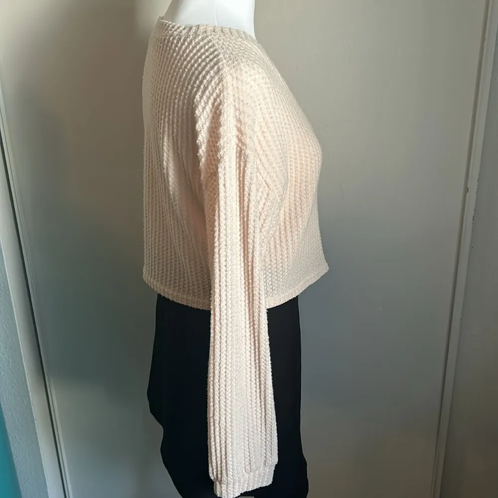 2/$25 Listing - Romwe Crop Long Sleeve Button Up Fuzzy Waffle Knit Top - Image 3