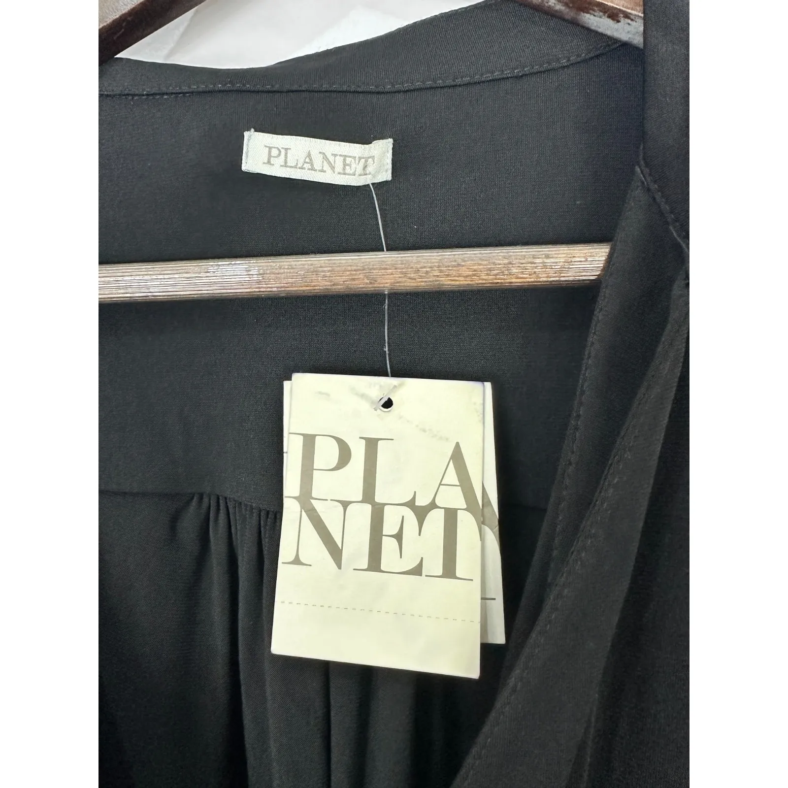 Planet Black Wrap Shirt Dress Sz 12 Belted Quiet Luxury Career Minimalist Career - Image 4