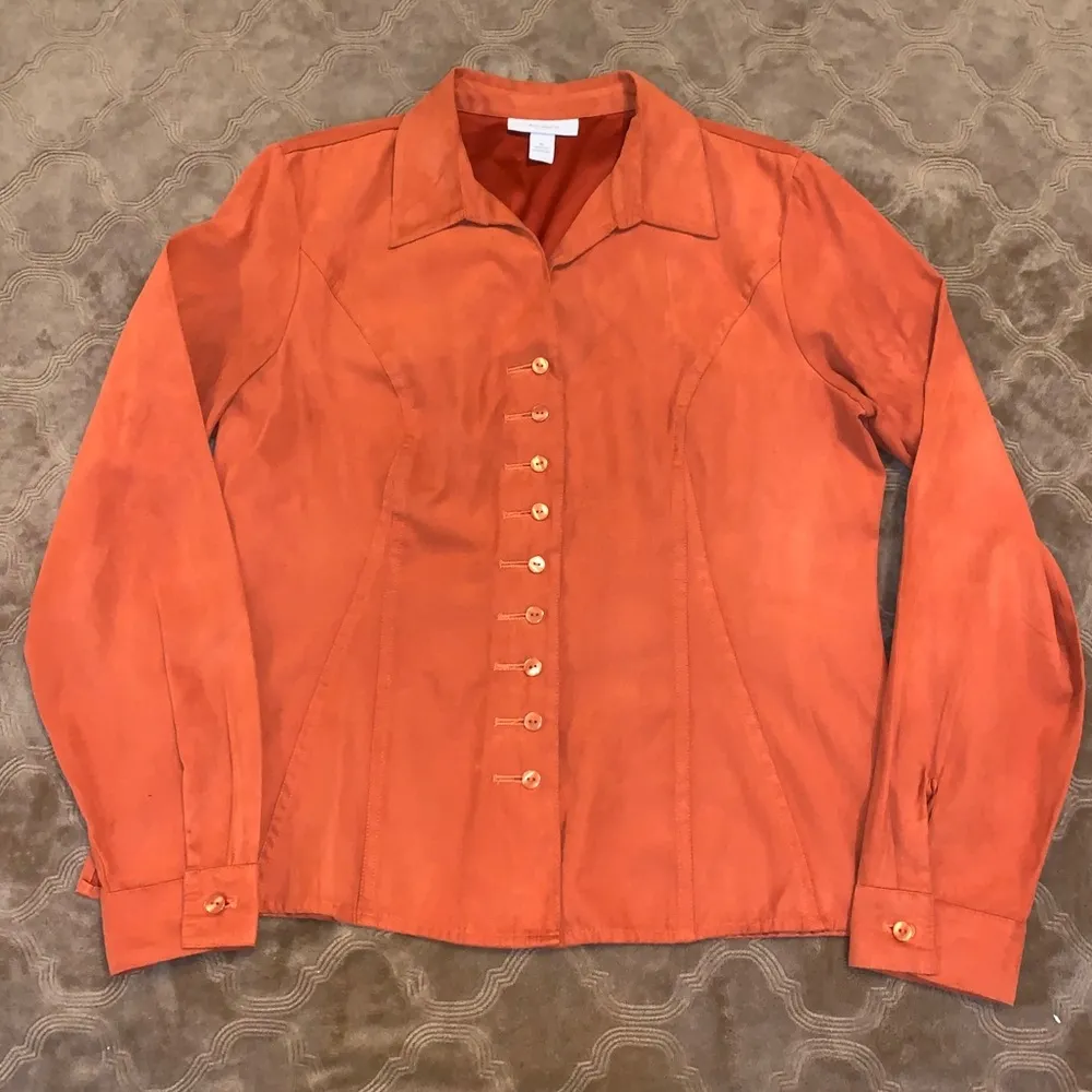 Dressbarn button shirt with shoulder pads, orange - Image 5