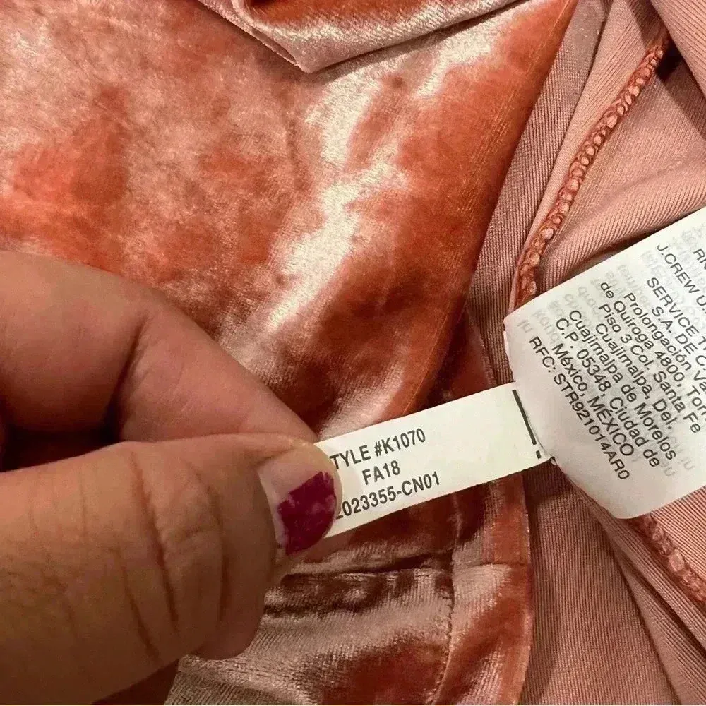 Madewell Soft Pink Crushed Velvet Mockneck Dress, Size M - Image 9