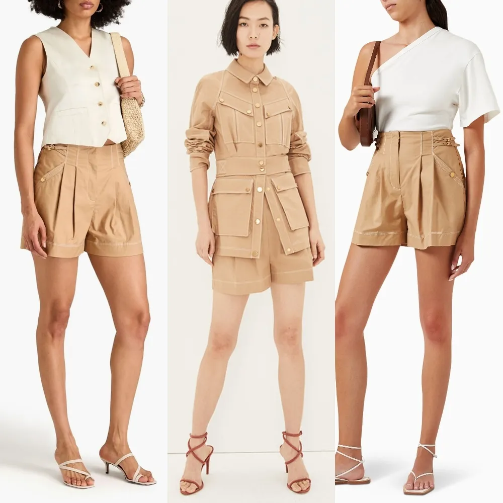 Veronica Beard Jaffe Pleated Cotton Blend Twill Shorts - Image 11