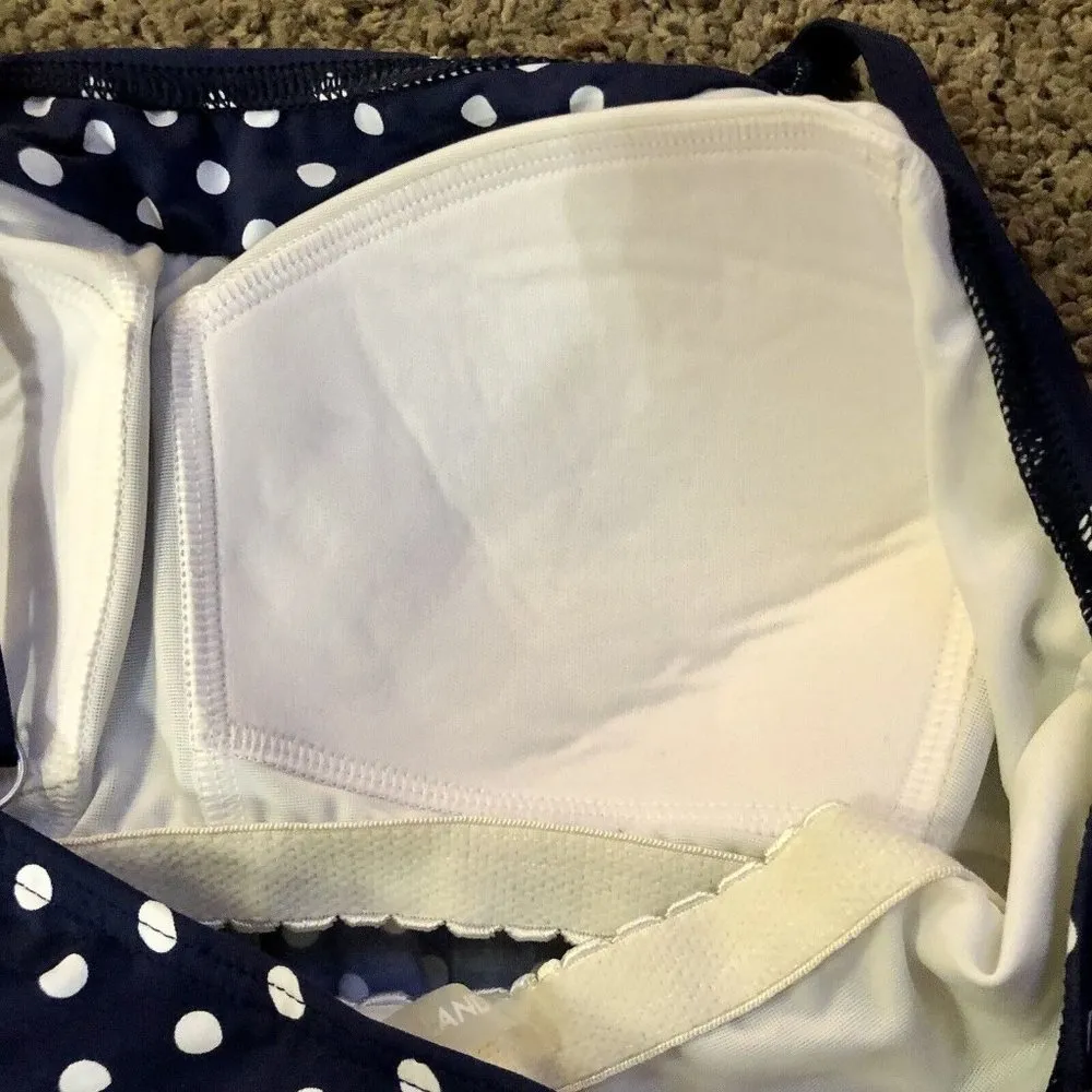 Lands End Maternity Swim Suit Womens 6 Used Navy Polka Dot One Piece - Image 15